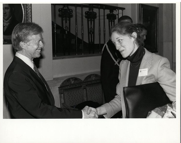 Bonnie McElvery, Student Government President, with President Jimmy Carter at the White House