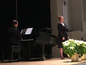 Sarah Weinschenker, soprano, performed Sweeter than Roses by Henry Purcell, Bedeckt mich mit Blumen by Hugo Wolf, and Let Beauty Awake by Ralph Vaughan Williams.