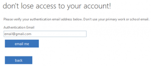 Enter email address screen