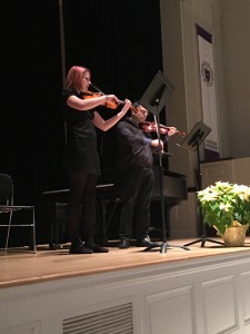 Gabrielle Ford, viola, performed Bridges, a piece she composed. Gabrielle Ford is accompanied by her instructor, Roger Zahab, violin.